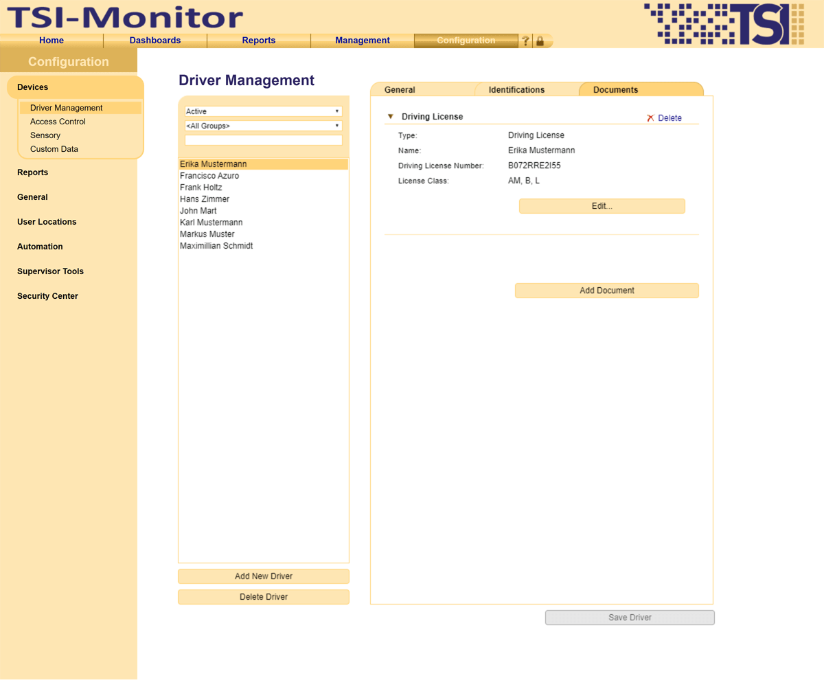 TSI Driving License Check - Uncomplicated One-Time Setup of Driver Documents